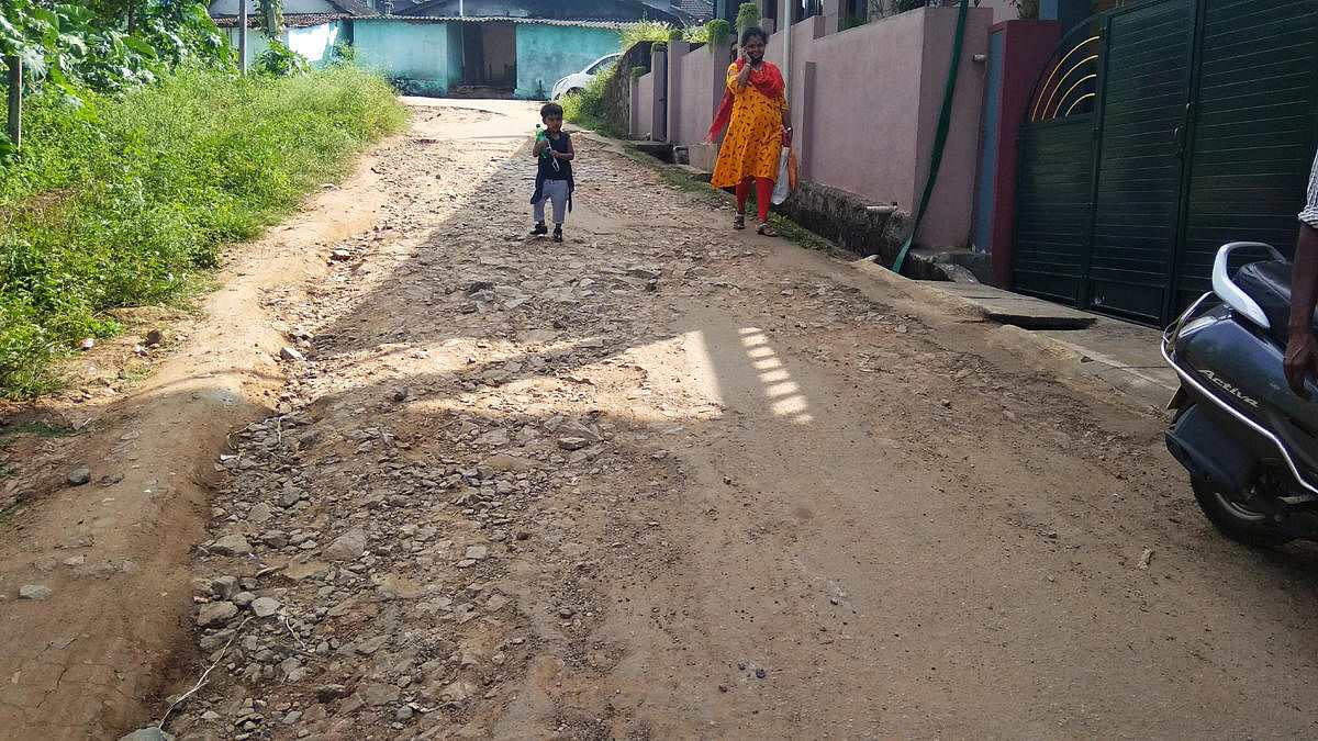 The road in Shivaram Rai extension in Suntikoppa.