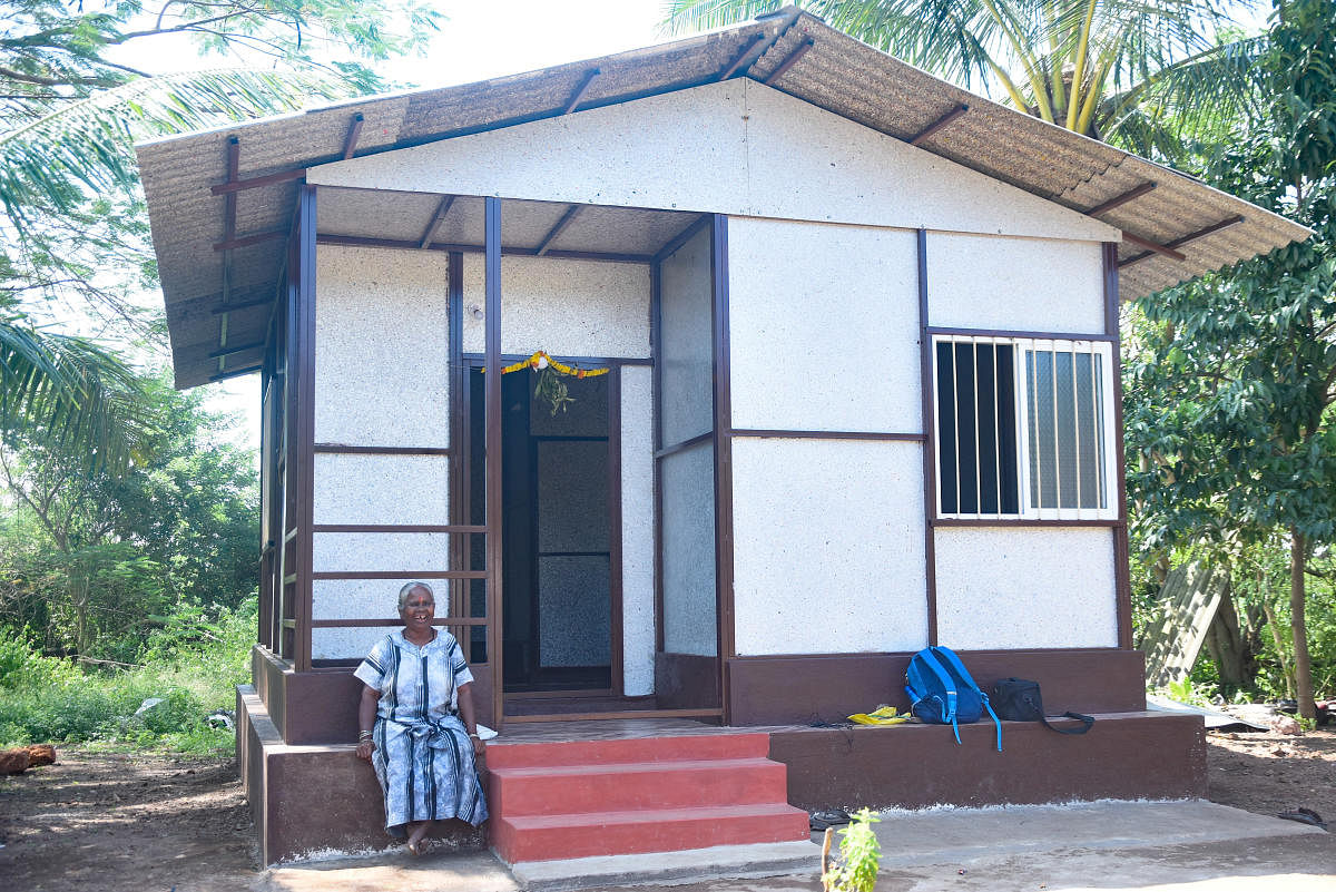 The house constructed by using recycled plastic at Pacchanady. DH Photo