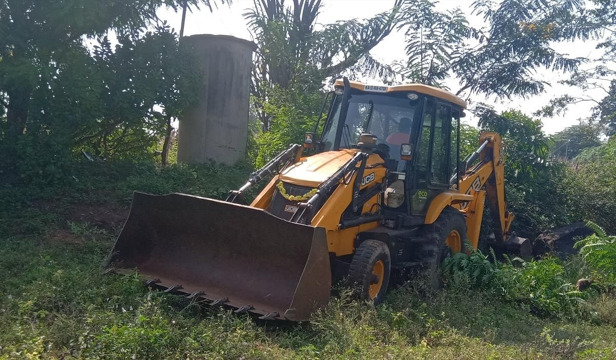 The land is being levelled for the construction of Sewage Treatment Plant in Mullusoge Gram Panchayat limits.