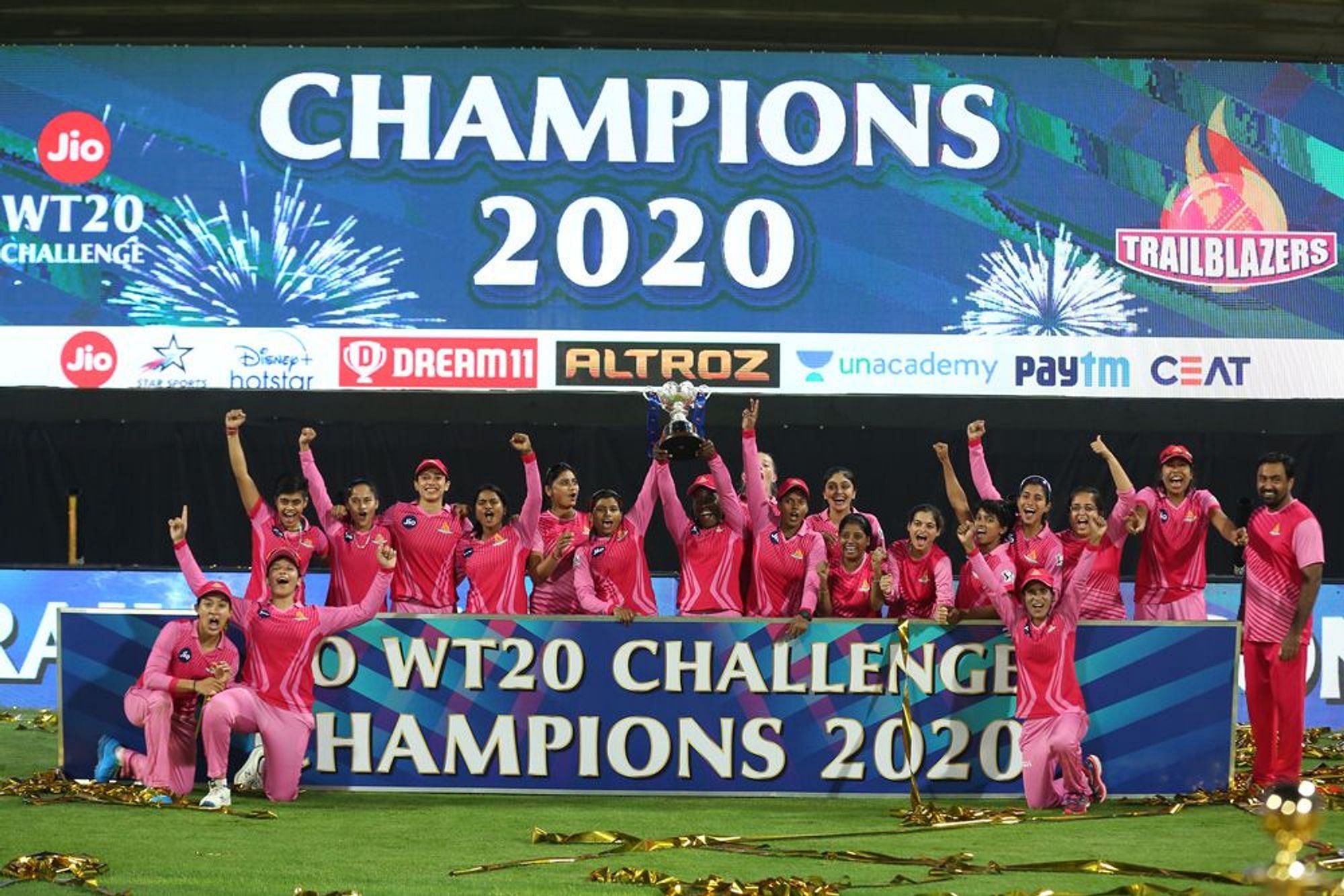 The Trailblazers have won their first Women's T20 Challenge trophy. Credit: iplt20.com, BCCI