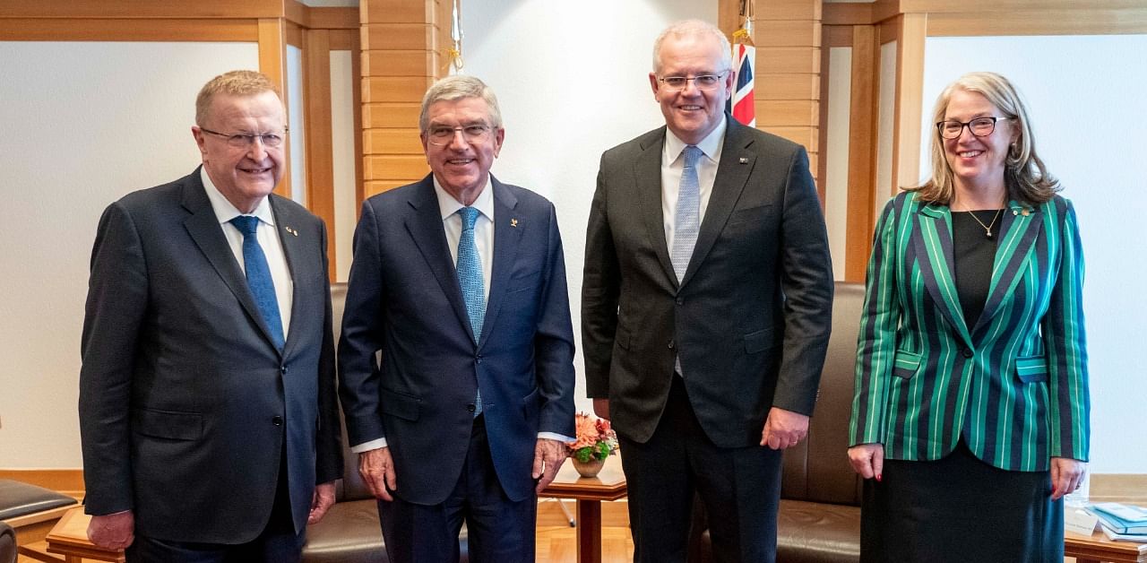 Australian Prime Minister Scott Morrison met with International Olympic Committee President Thomas Bach in Tokyo. Credit: Twitter Photo (@AUSOlympicTeam)