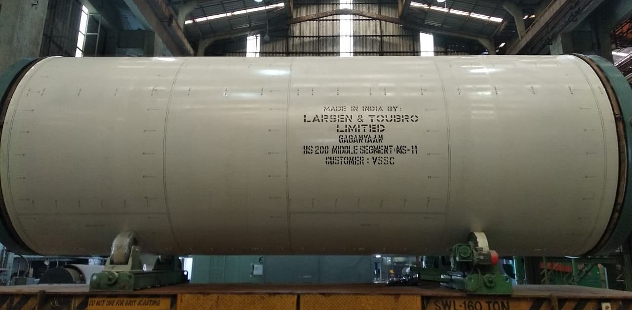 The booster segment developed for the Gangayaan mission. Credit: L&T.