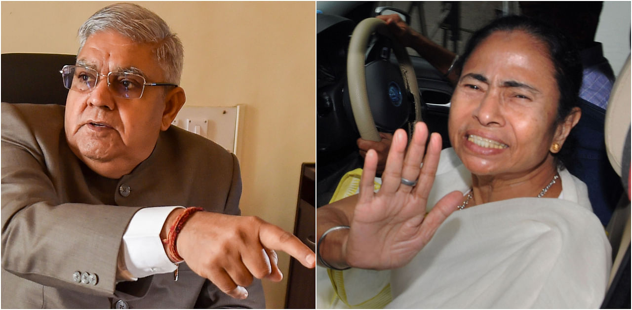 West Bengal Governor Jagdeep Dhankar (L) and Chief Minister Mamata Banerjee. Credit: PTI File Photos