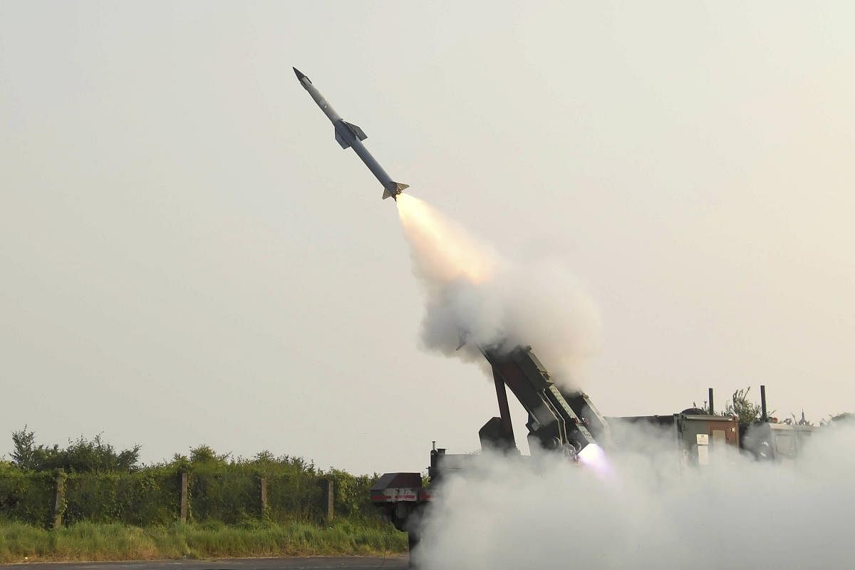 Second phase of flight test of Quick Reaction Surface to Air Missile (QRSAM) from the Integrated Test Range in Chandipur. Credit: PTI