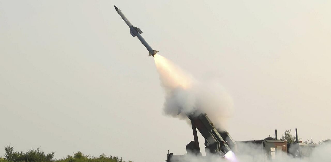 Second phase of flight test of Quick Reaction Surface to Air Missile (QRSAM) from the Integrated Test Range in Chandipur. Credit: PTI.