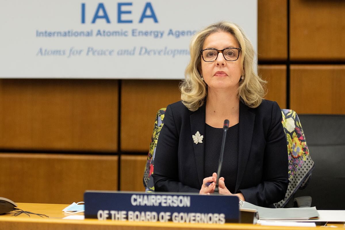   Chairperson of the International Atomic Energy Agency (IAEA) Board of Governors Heidi Alberta Hulan prepares for a virtual IAEA Board of Governors meeting at the IAEA headquarters of the UN seat in Vienna, Austria, November 18, 2020. Credit: REUTERS