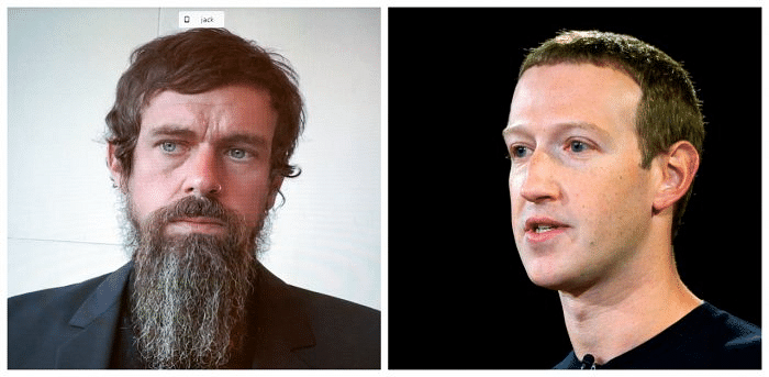 Jack Dorsey and Mark Zuckerberg. Credit: Agency Photos