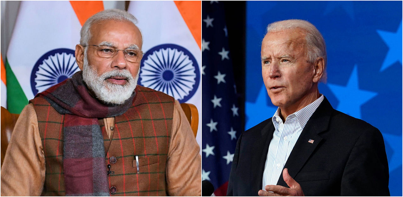 Prime Minister Narendra Modi (L) and US President-elect Joe Biden. Credit: PTI