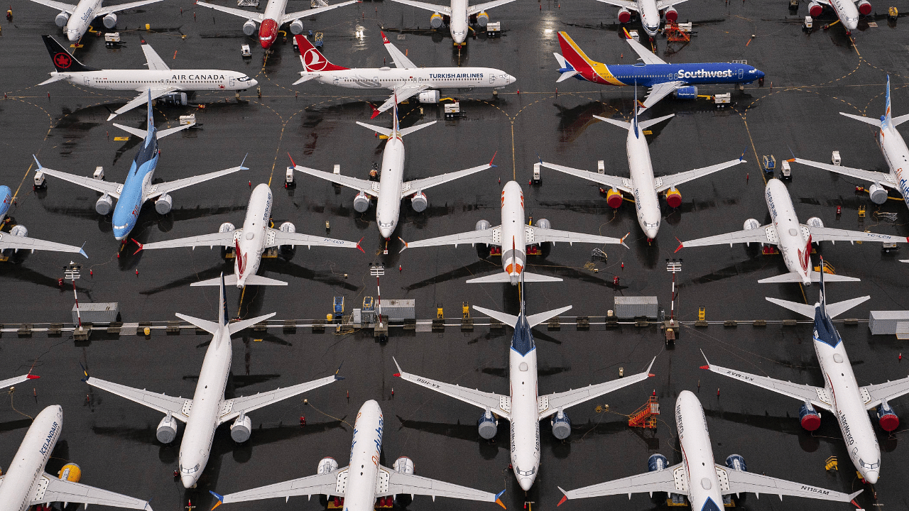 Boeing 737 Max airplanes sit parked at the company's production facility. Credits: AFP Photo