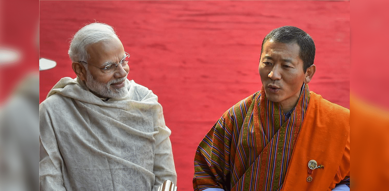 Prime Minister Narendra Modi with his Bhutanese counterpart Lotay Tshering. Credit: PTI File Photo