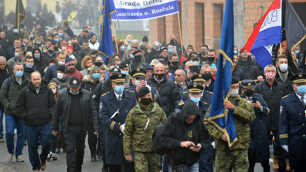 Croatian demonstrators attend a march in Vukovar. Credit: AFP Photo