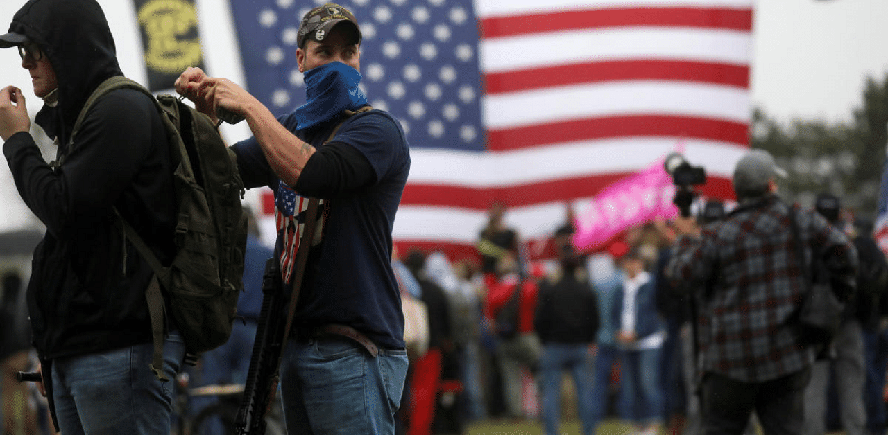 Supporters of the far right group Proud Boys attend a rally in Portland. Credit: Reuters Photo