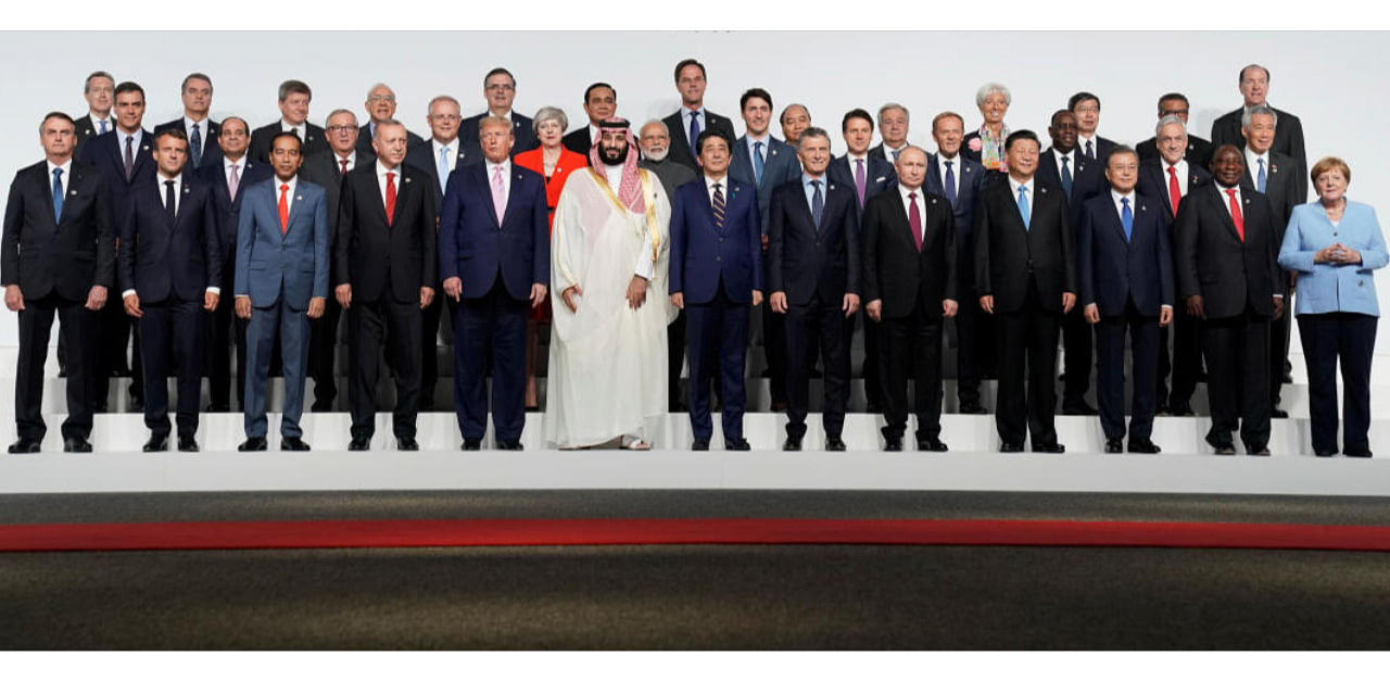 Leaders and delegates attend a family photo session at the G20 leaders summit in Osaka, Japan, June 28, 2019. Credit: REUTERS