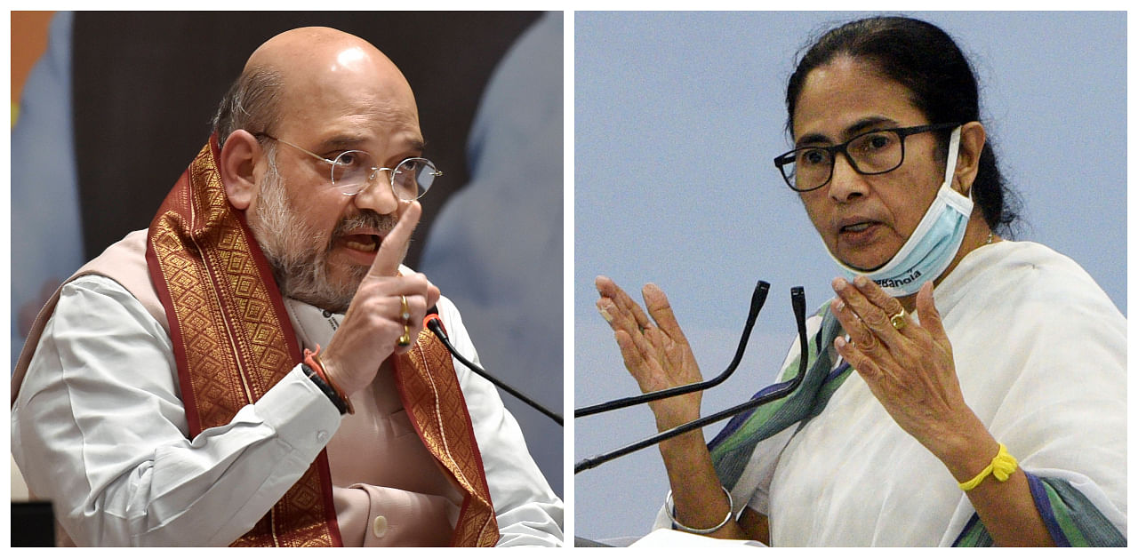 Union Home Minister Amit Shah and West Bengal CM Mamata Banerjee. Credit: PTI Photos