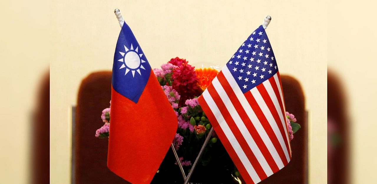 Flags of Taiwan and US are placed for a meeting in Taipei. Credit: Reuters Photo