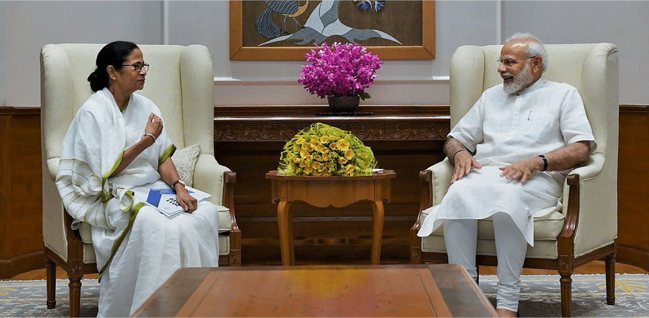 Prime Minister Narendra Modi during a meeting with West Bengal Chief Minister Mamata. Credit: PTI file photo.