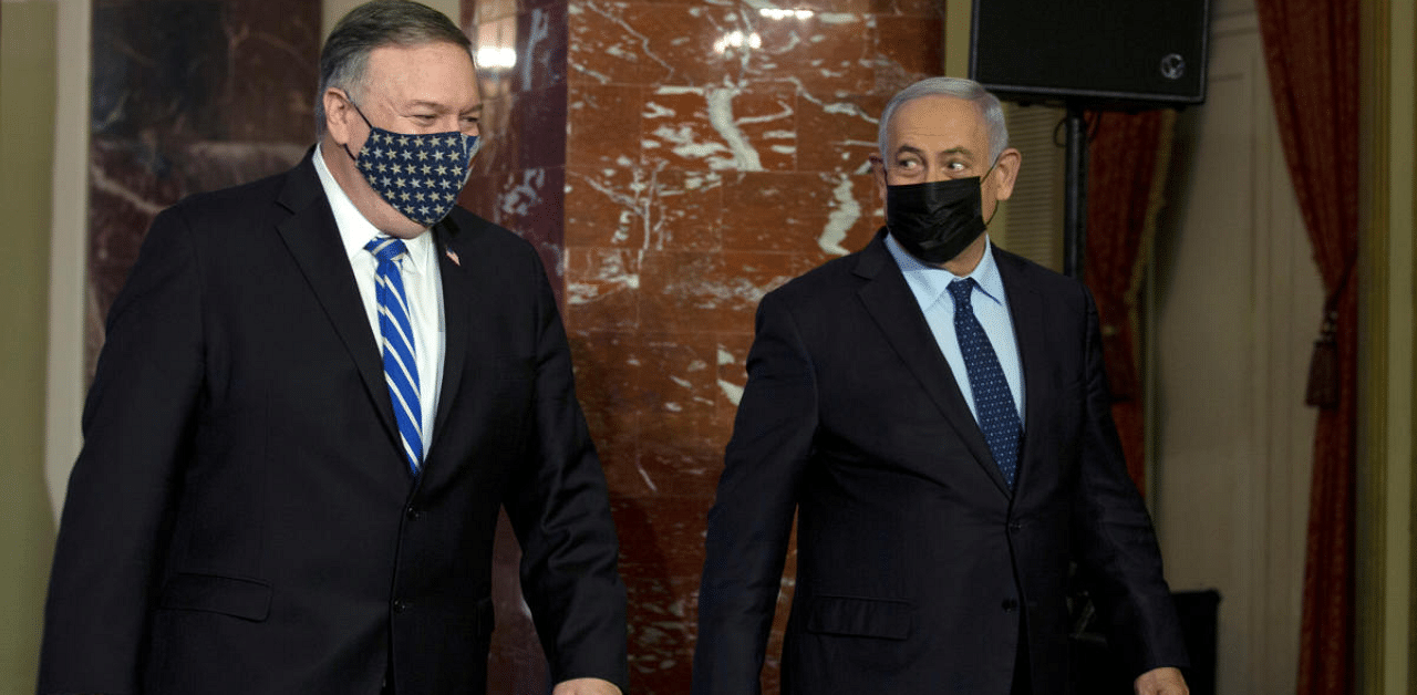 US Secretary of State Mike Pompeo, left, and Israeli Prime Minister Benjamin Netanyahu. Credit: Reuters Photo