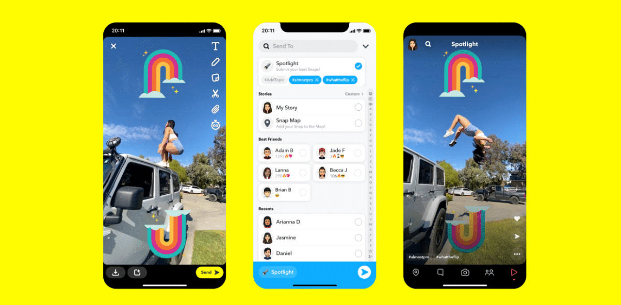 Spotlight is aimed at broadening the connections among Snapchat users by enabling anyone to create a video that gets distributed on the platform. Credit: AFP Photo