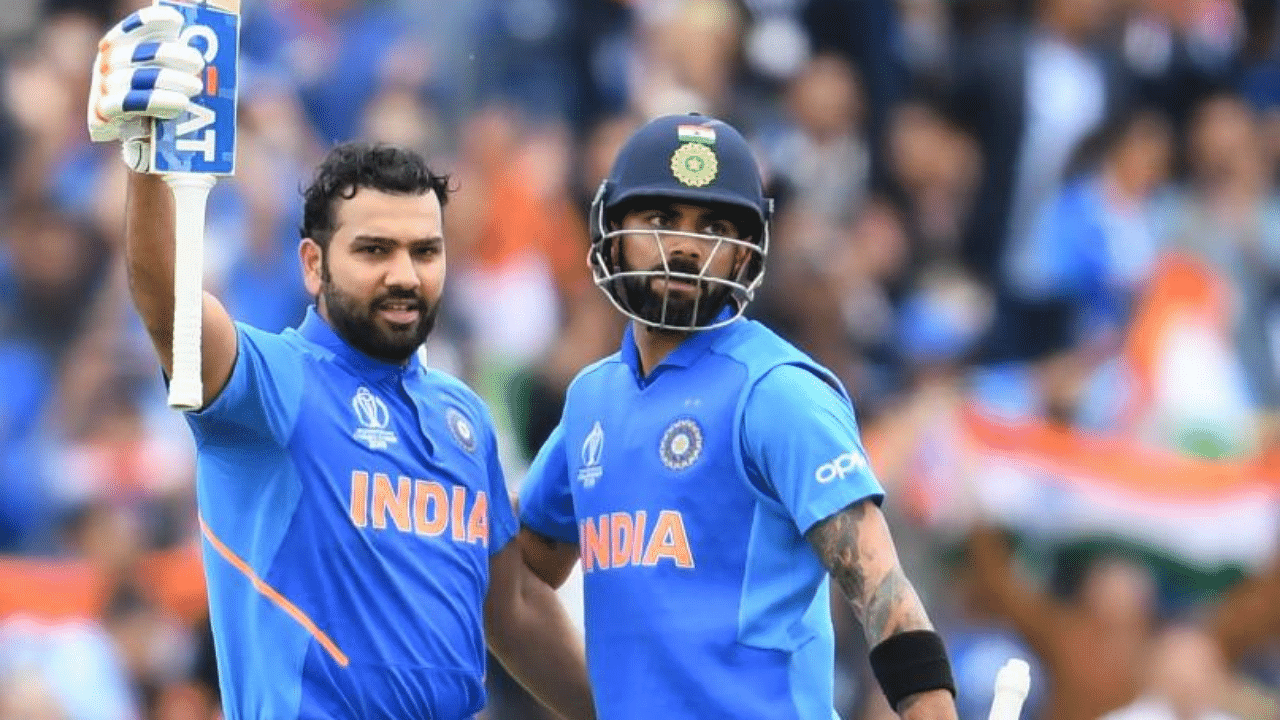 Virat Kohli (right) became full-time captain of the Royal Challengers Bangalore the same year that Rohit Sharma took charge of the Mumbai Indians. Credit: AFP File Photo