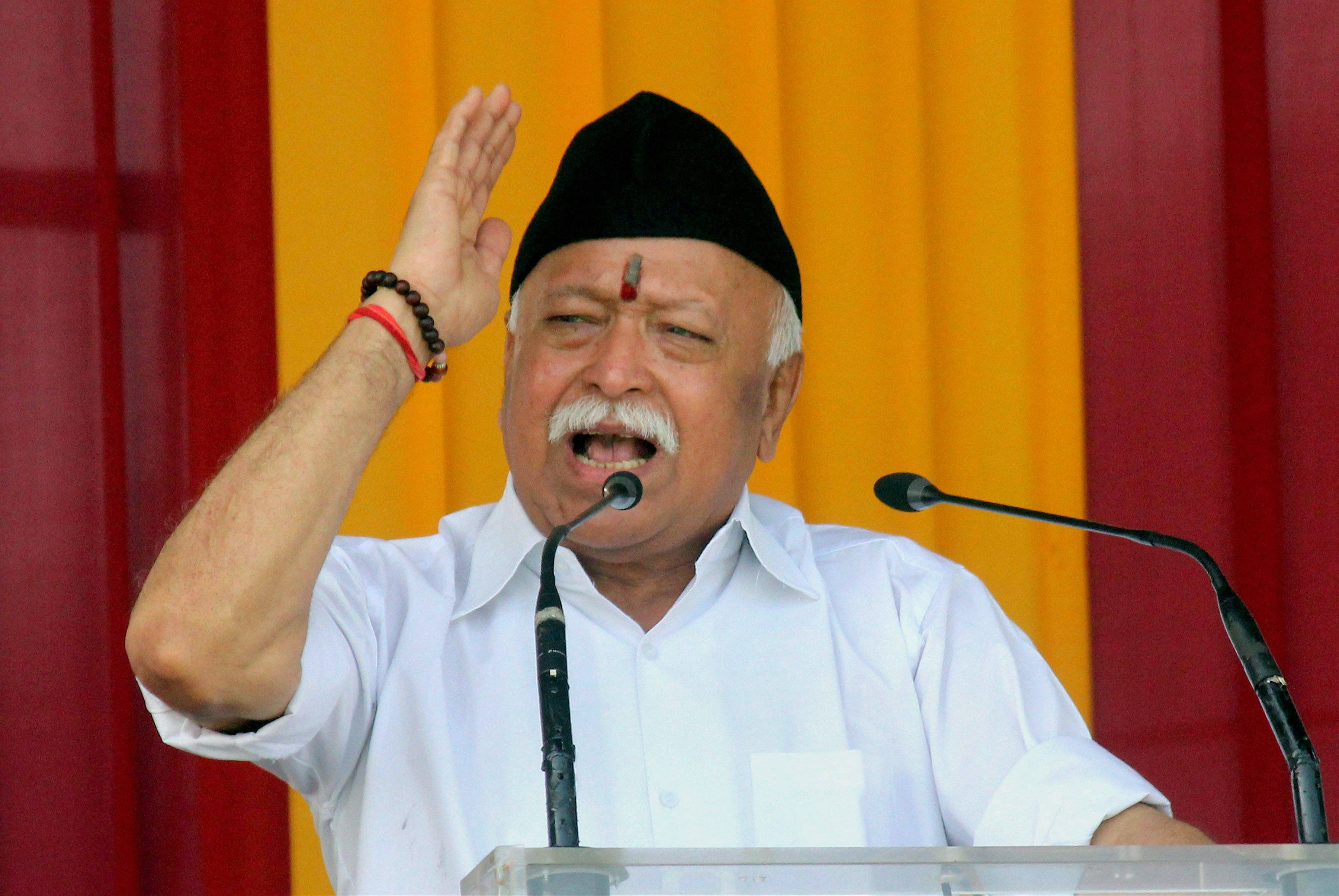 RSS Chief Mohan Bhagwat. Credit: PTI File Photo