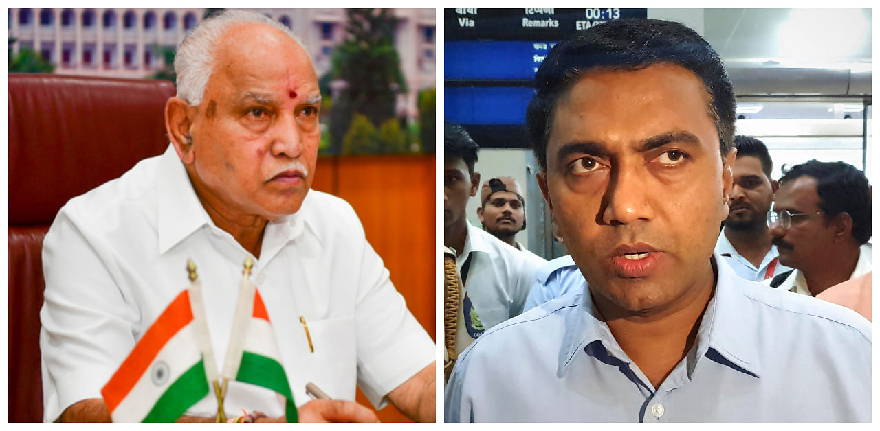 Karnataka CM B S Yediyurappa and Goa CM Pramod Sawant. Credit: DH and PTI Photo