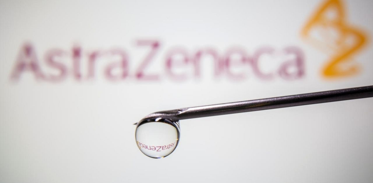 AstraZeneca's logo is reflected in a drop on a syringe needle. Credit: Reuters Photo