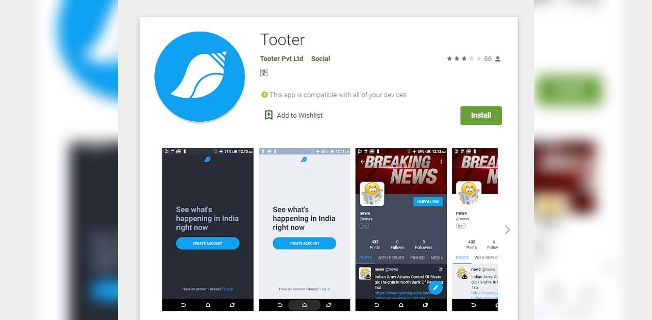 Tooter app on Google Play store (screen-grab)