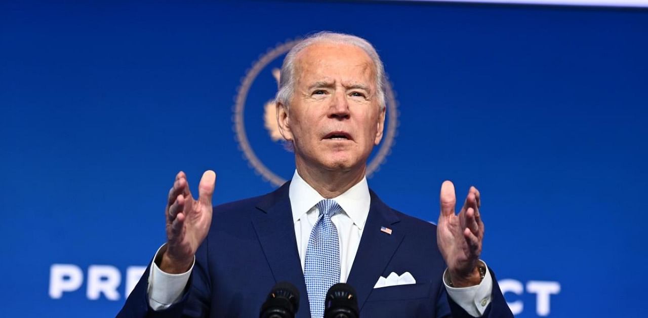 US President-elect Joe Biden speaks during cabinet announcement event in Wilmington. Credit: AFP.