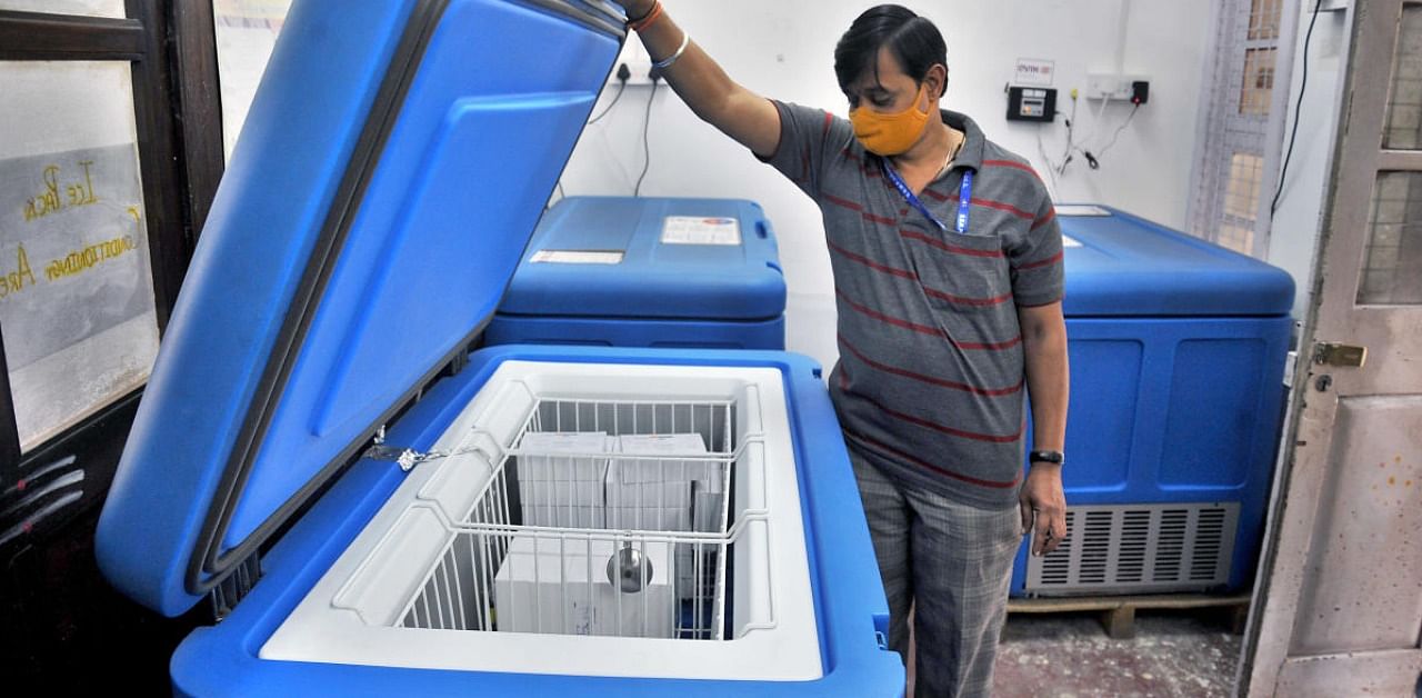 Cold storage units for Covid-19 vaccines at BBMP Dasappa Hospital near Town Hall in Bengaluru. Credit: DH Photo/Pushkar V.