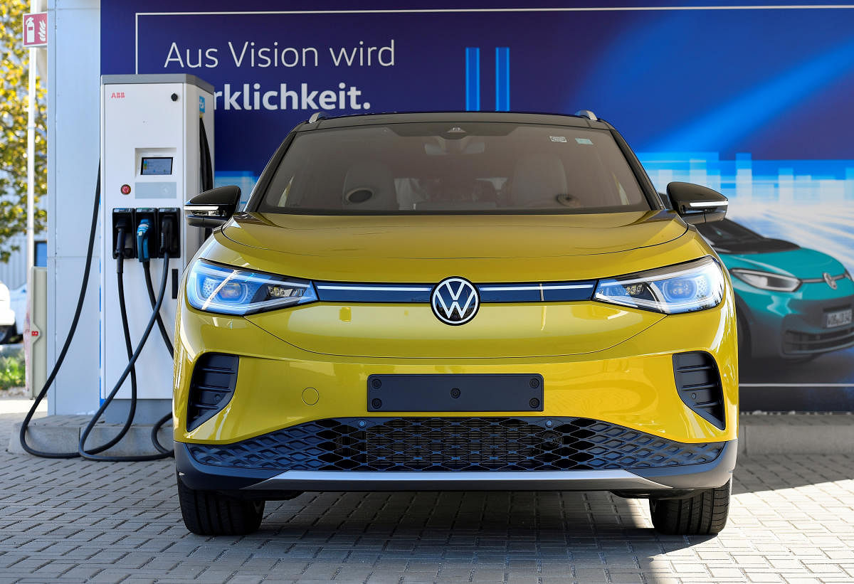The new electric Volkswagen model ID. 4 is shown during a media presentation in Zwickau, Germany, September 18, 2020. Credit: REUTERS