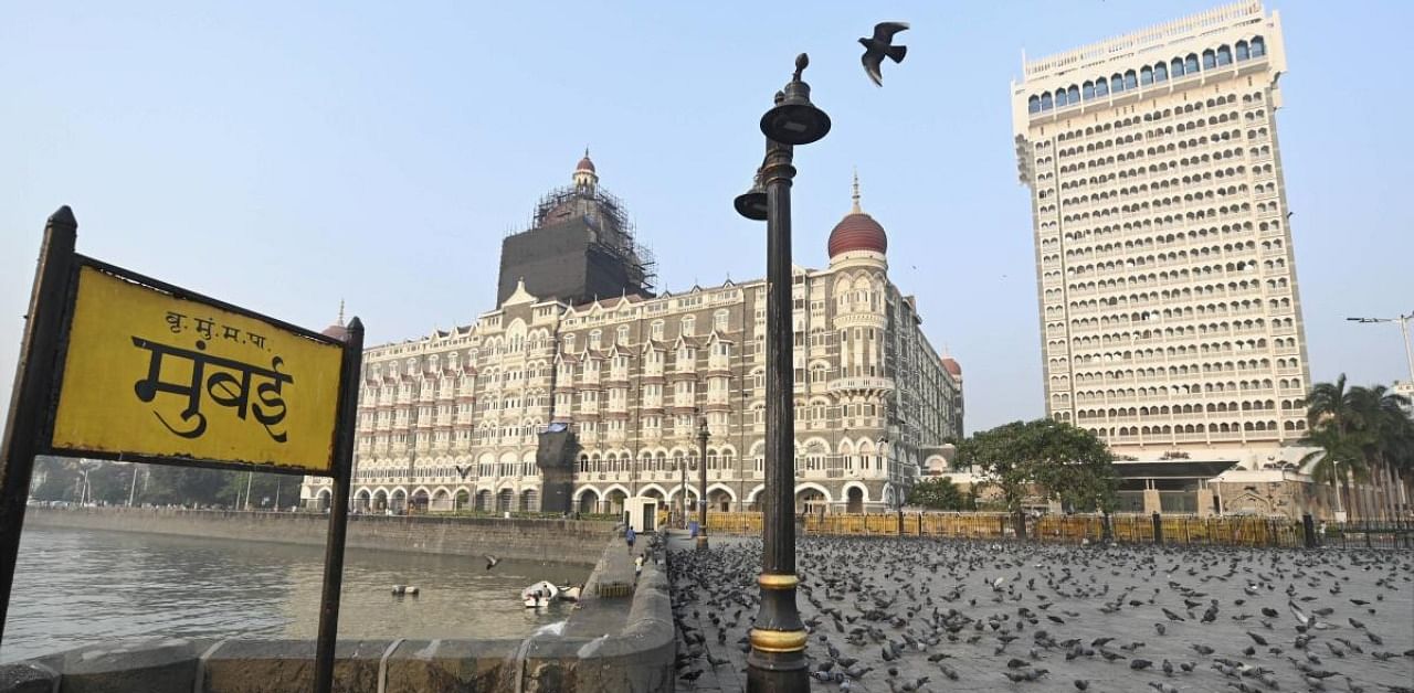 Taj Hotel on the eve of the 12th anniversary of 26/11 terror attack in Mumbai. Credit: PTI Photo