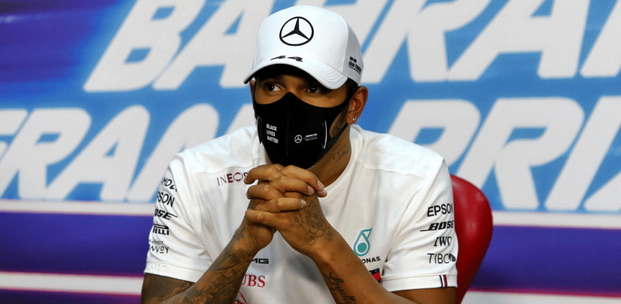 Mercedes' Lewis Hamilton during the post qualifying FIA Press Conference. Credit: Reuters Photo