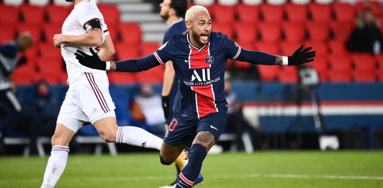 Paris Saint-Germain's Brazilian forward Neymar reacts during the French L1 football match between Paris Saint-Germain (PSG) and Girondins de Bordeaux (FCGB). Credit: AFP.
