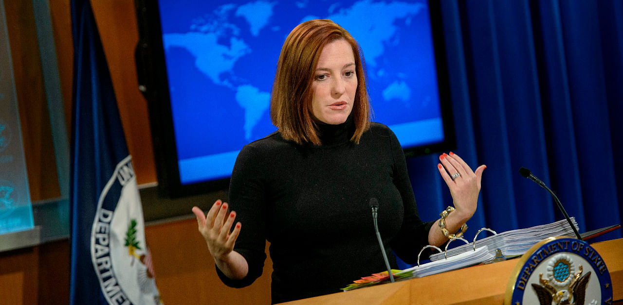 US State Department spokeswoman Jen Psaki delivers a daily briefing at the US State Department in Washington, DC in 2015. Credit: AFP File Photo