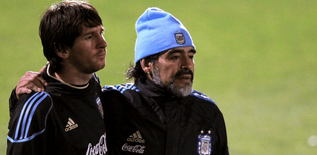 Diego Maradona and Lionel Messi. Credit: Reuters Photo