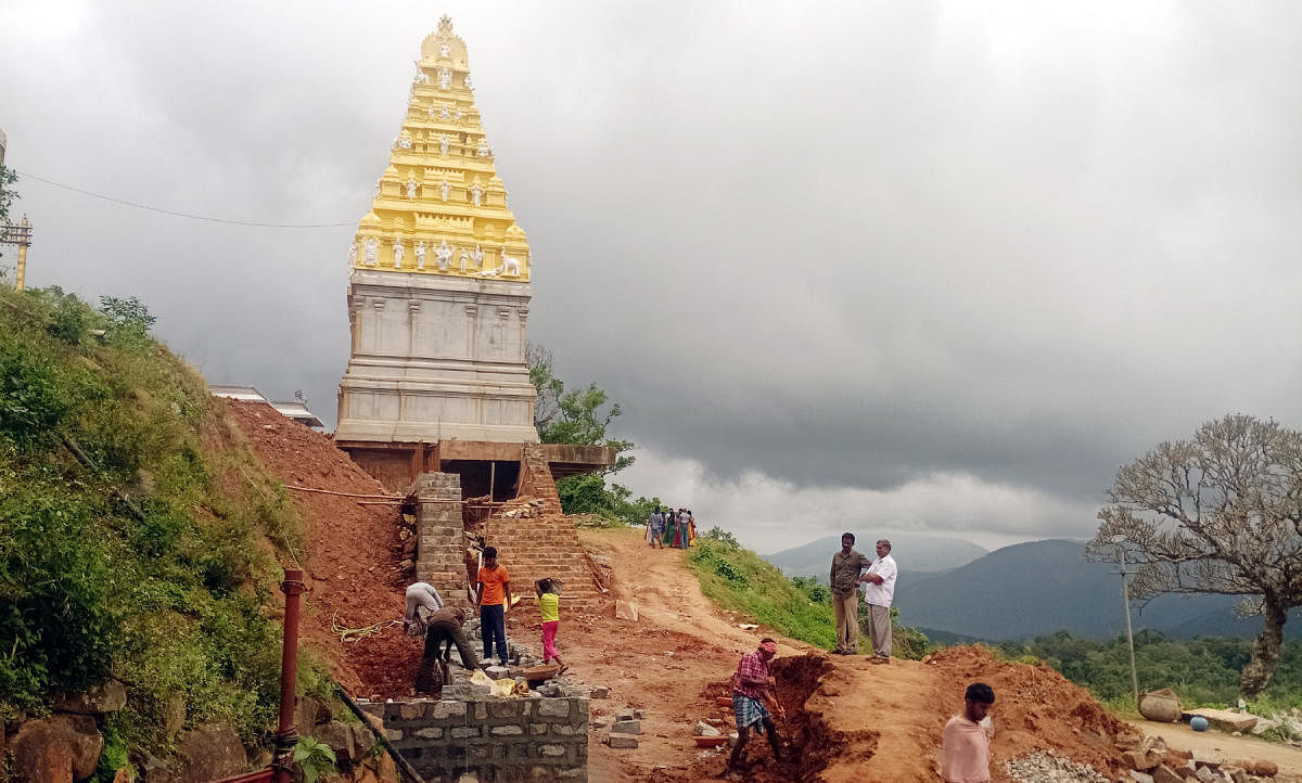 Work under progress at Biligiri Ranganathaswamy temple in Yalandur taluk, Chamarajanagar district. DH PHOTO