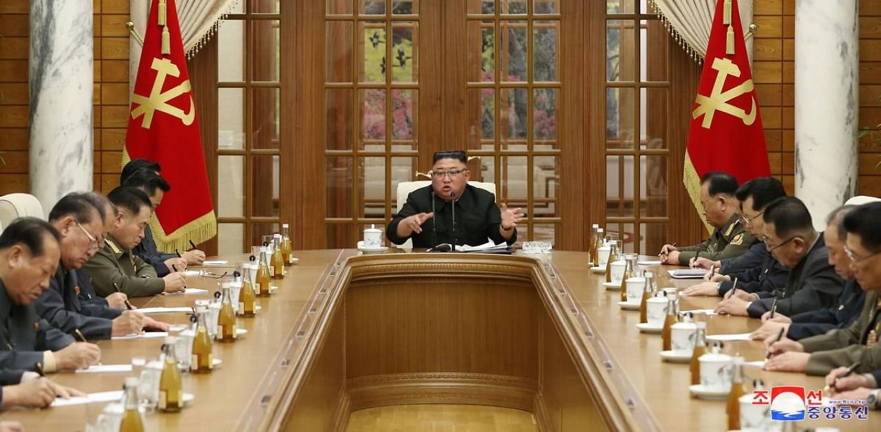 Kim Jong Un holds politburo meeting. Credit: AFP Photo