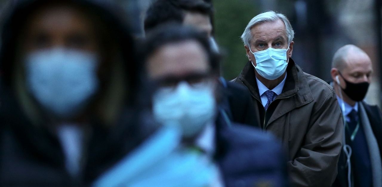 EU chief negotiator Michel Barnier, wearing a protective face covering to combat the spread of the coronavirus. Credit: AFP Photo