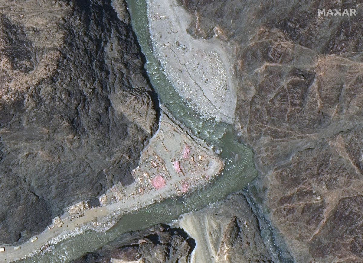 Maxar WorldView-3 satellite image shows close up view of the Line of Actual Control (LAC) border and patrol point 14 in the eastern Ladakh sector of Galwan Valley June 22, 2020. Credit: Maxar Technologies via REUTERS
