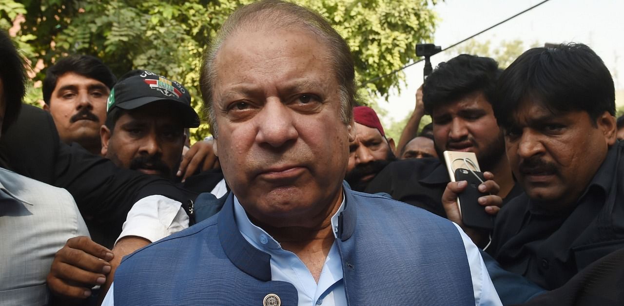 Pakistani former prime minister Nawaz Sharif arrives at the High Court to face treason charges in Lahore on October 8, 2018. Credit: AFP Photo