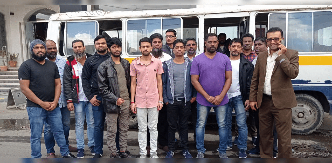 The rescued seamen at Djibouti after their release. Credit: Dr Dhananjay Datar's office/PR team