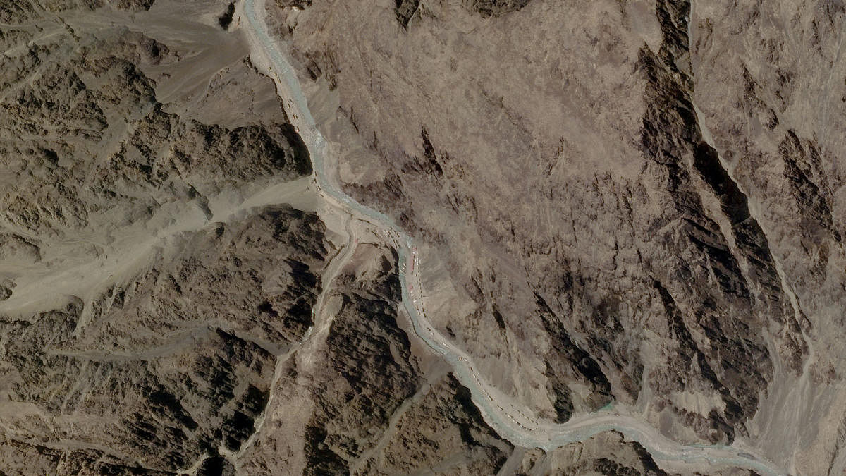 A satellite image taken over Galwan Valley in Ladakh. Credit: Reuters Photo