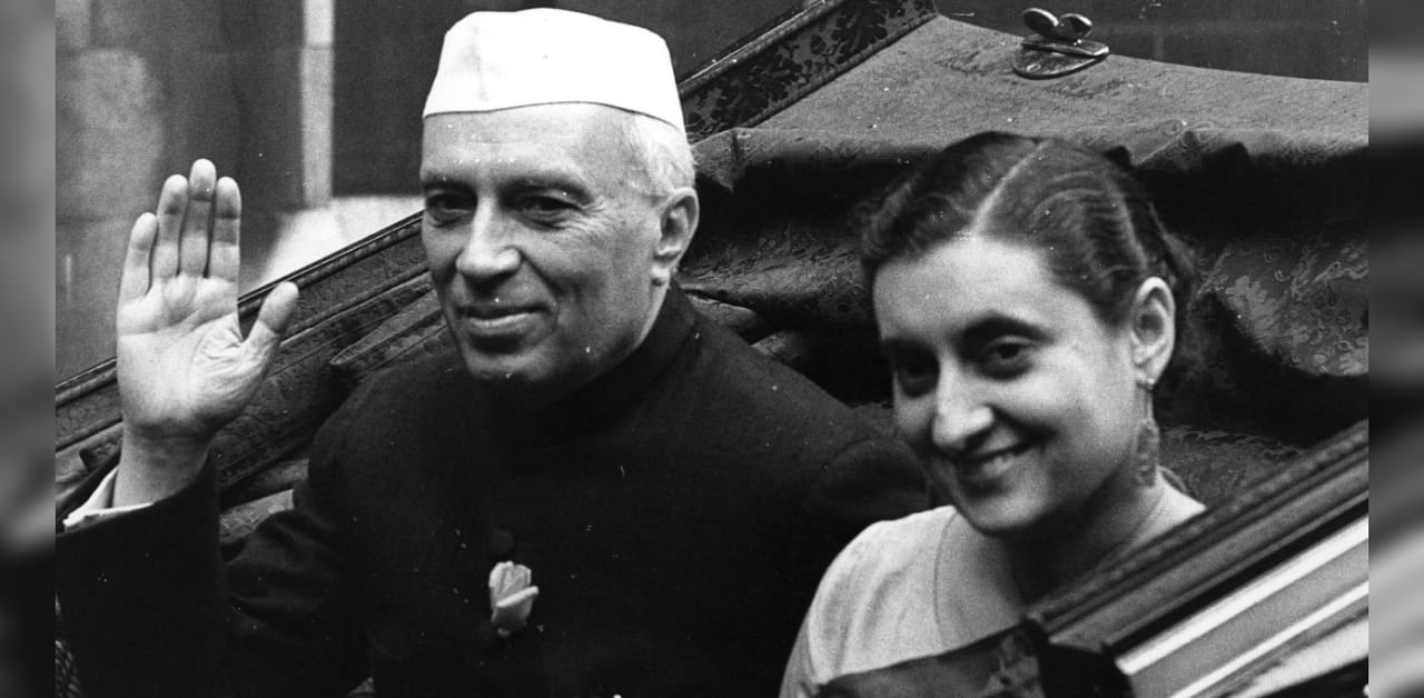 India's first Prime Minister Jawaharlal Nehru, with his daughter and future PM Indira Gandhi. Credit: Topical Press Agency/Getty Images