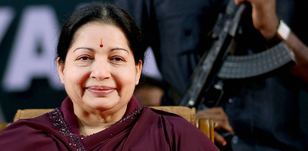 File picture of AIADMK supremo J Jayalalithaa during a swearing-in ceremony in Chennai.File picture of AIADMK supremo J Jayalalithaa during a swearing-in ceremony in Chennai. Credit: PTI Photo