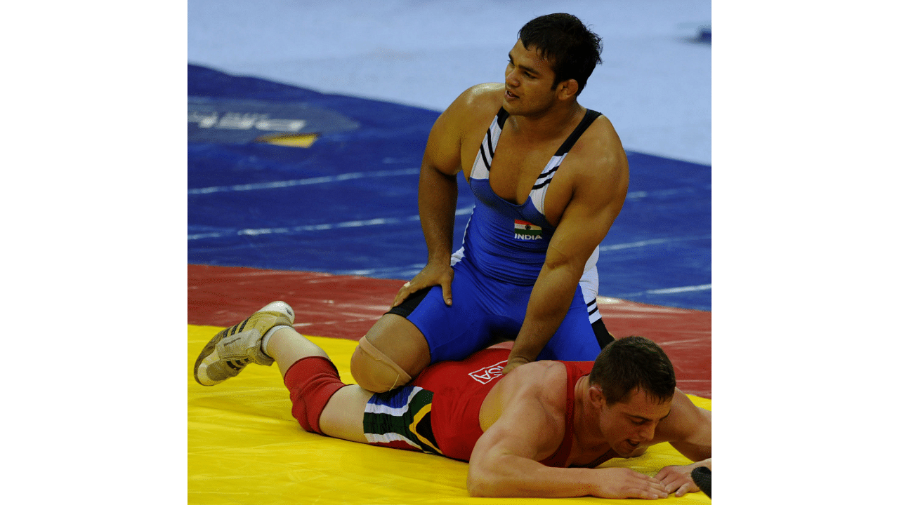 Wrestler Narsingh Yadav (top). Credit: DH Photo