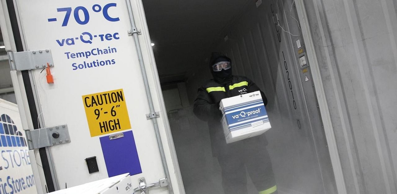 Va-Q-Tec's rectangular white containers could play a major role in the transportation of Covid-19 vaccines around the world. Credit: AFP Photo