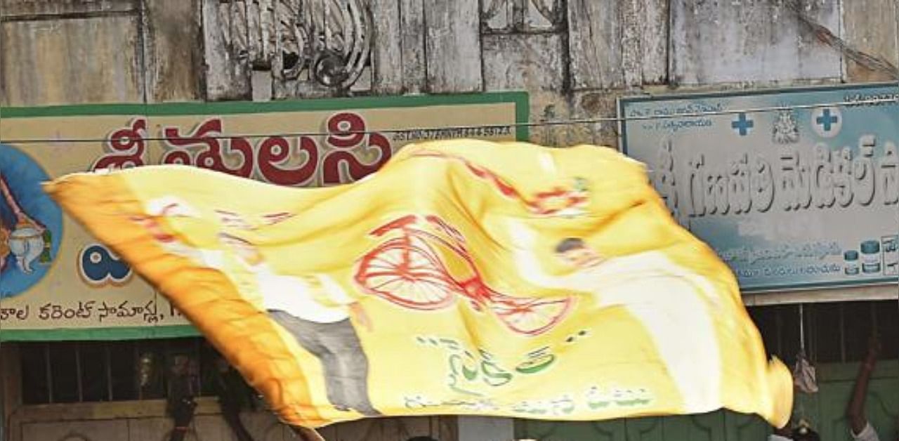 The TDP legislators insisted on a discussion on the critical NREGP issue as lakhs of workers were not paid wages for over a year now. Credit: AFP Photo