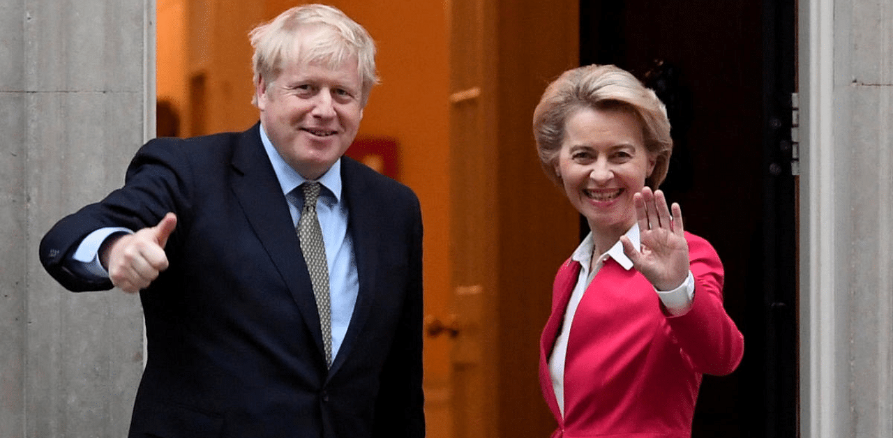 Britain's Prime Minister Boris Johnson meets European Commission President Ursula von der Leyen in London. Credit: Reuters Photo