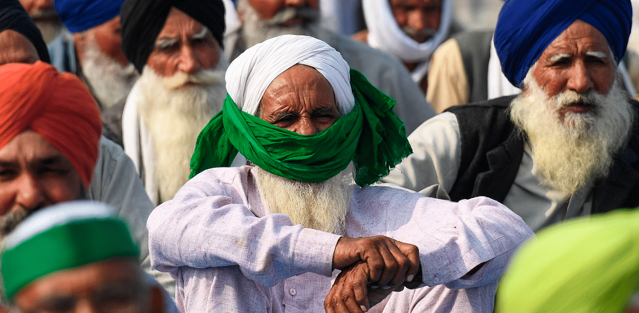 Thousands of farmers are protesting on various borders of Delhi since November 26, seeking repeal of three farm laws enacted in September. Credit: AFP