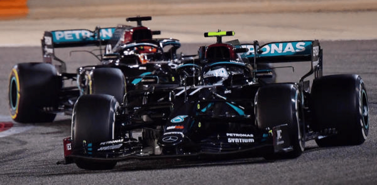 Mercedes were slapped with a fine of $24,238 for a tyre-mix up during a pitstop towards the end of the Sakhir GP at the Bahrain International Circuit on Sunday. Credit: Reuters